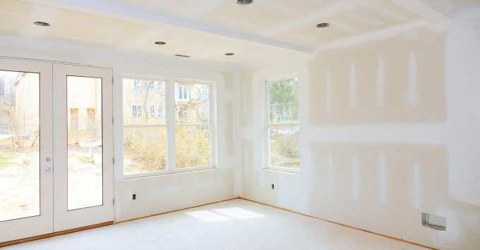 room being sheetrocked